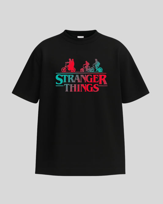 Stranger Things Graphic T-Shirt – Retro Bike Silhouette Design
